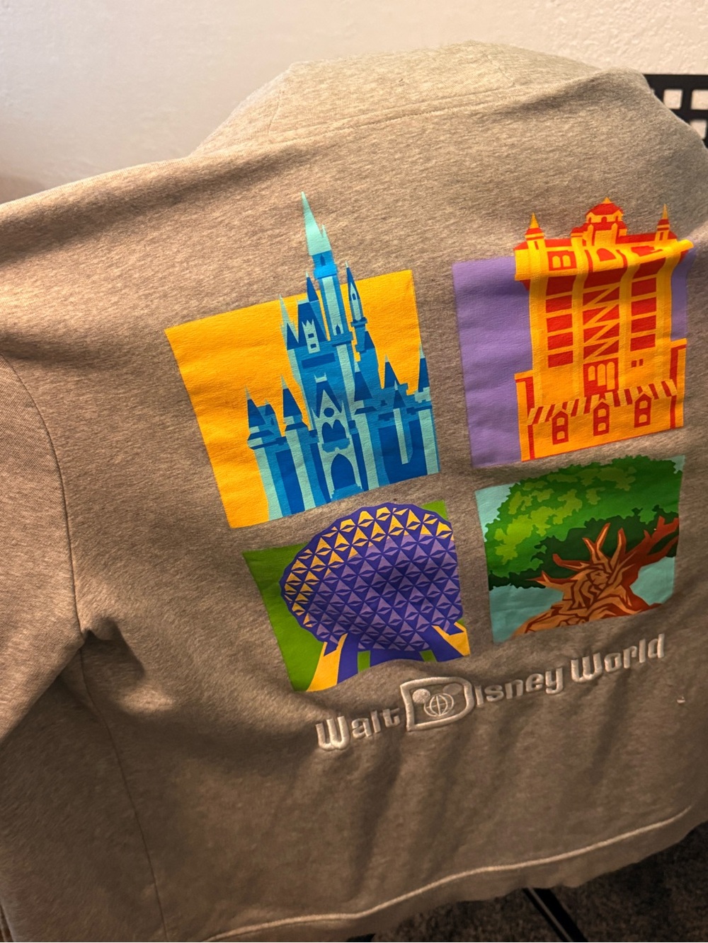 WDW Disney 4 Parks Heather Grey Zip Up Hoodie